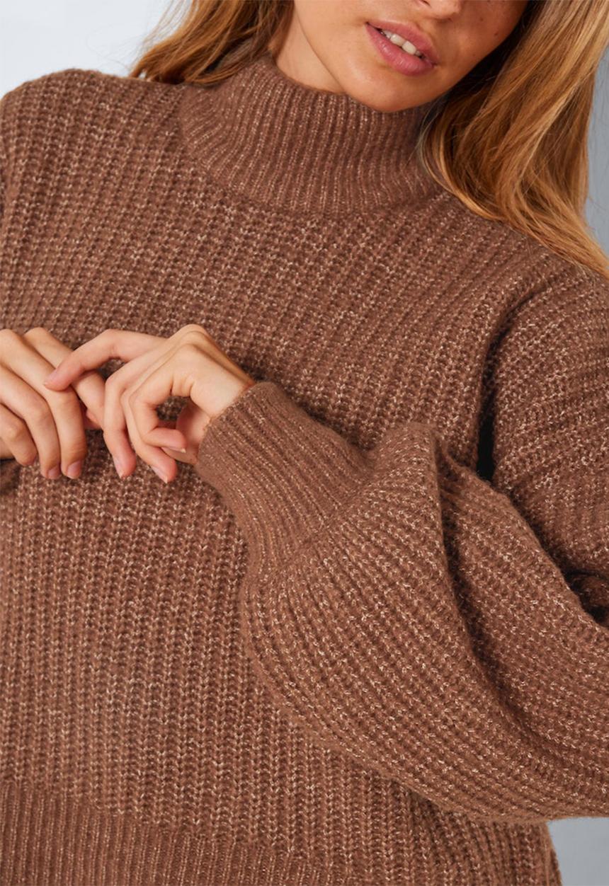 Noisy May - Orla long sleeve high neck knit - cappuccino
