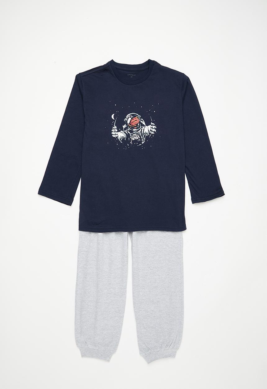 Superbalist - Boys nasa pyjama set - navy/grey melange