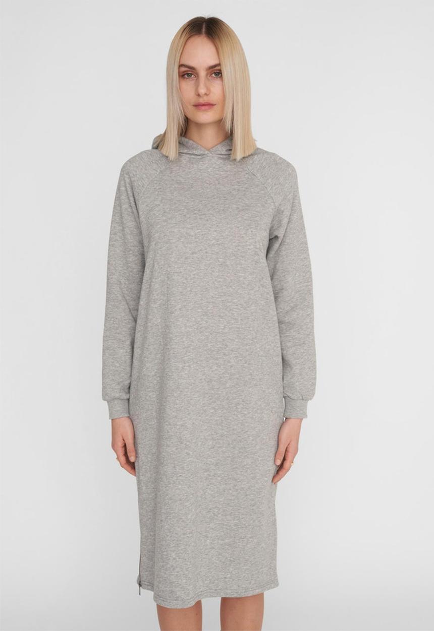 Noisy May - Helene long sleeve sweat dress - light grey melange