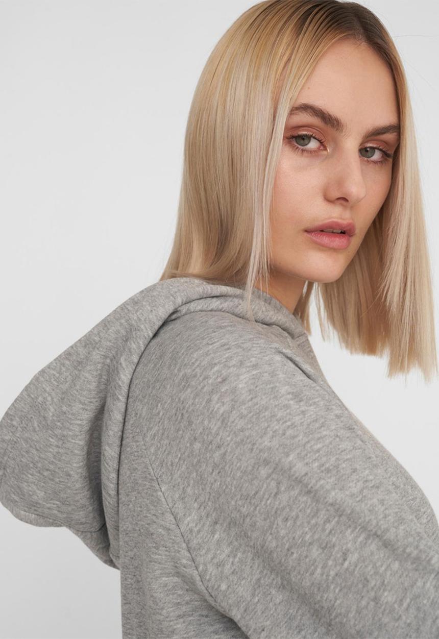 Noisy May - Helene long sleeve sweat dress - light grey melange