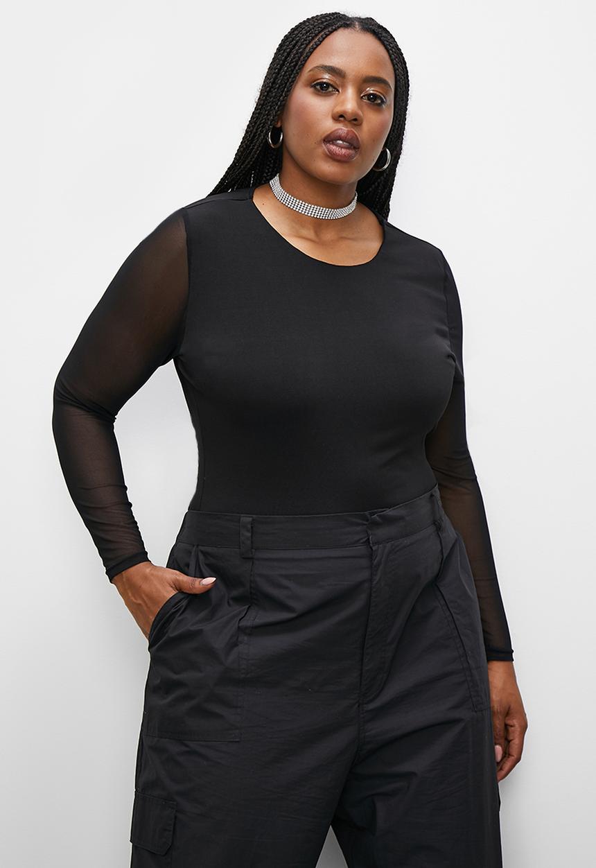 Superbalist - Mesh sleeve bodysuit - black