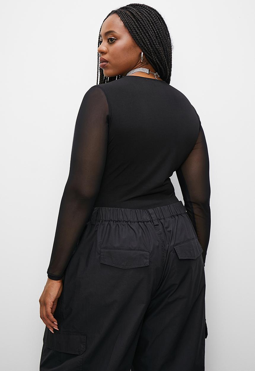 Superbalist - Mesh sleeve bodysuit - black