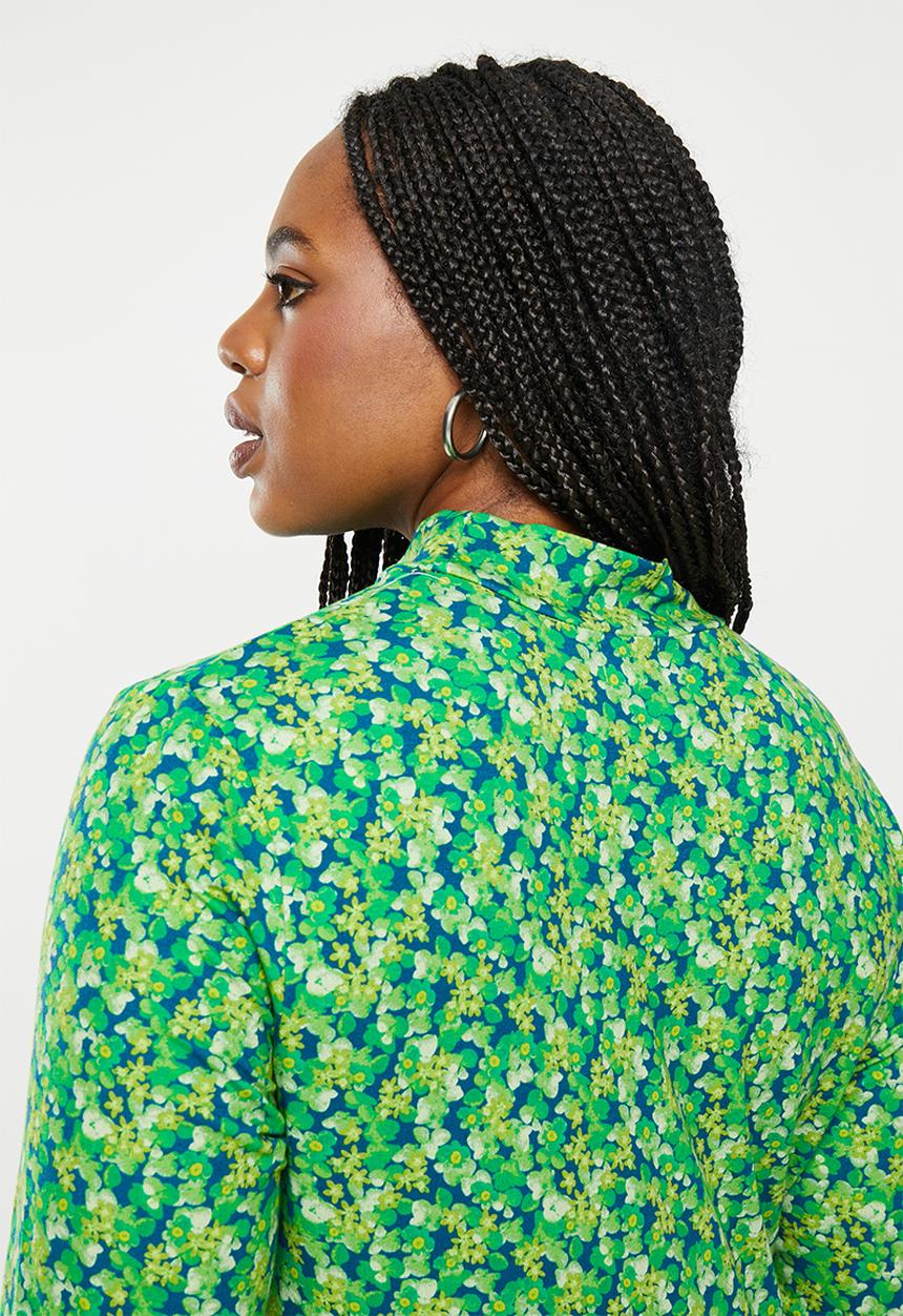 Glamorous - Plus high neck mini - lime blue floral