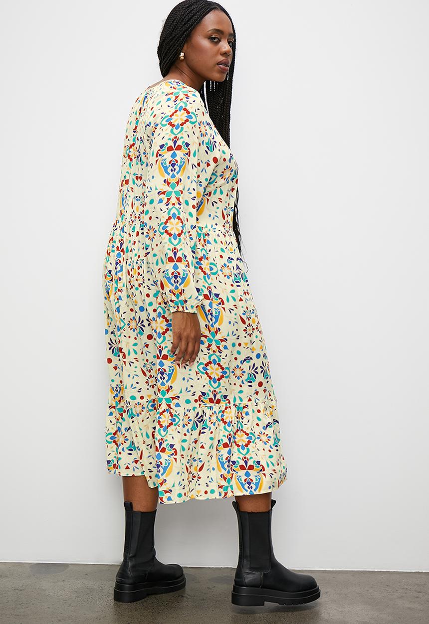 Superbalist - Tiered boho maxi dress - tile print
