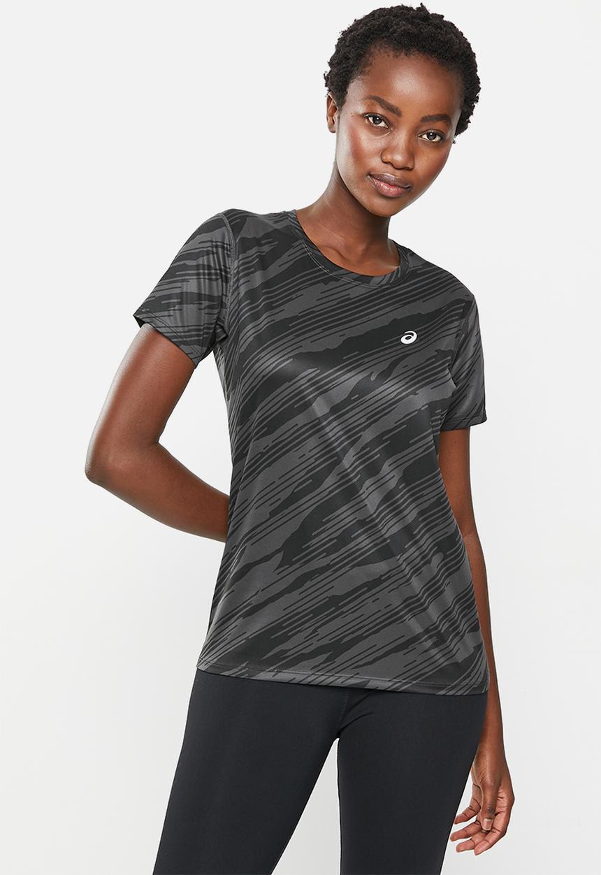ASICS - Core all over print top - graphite grey & performance black