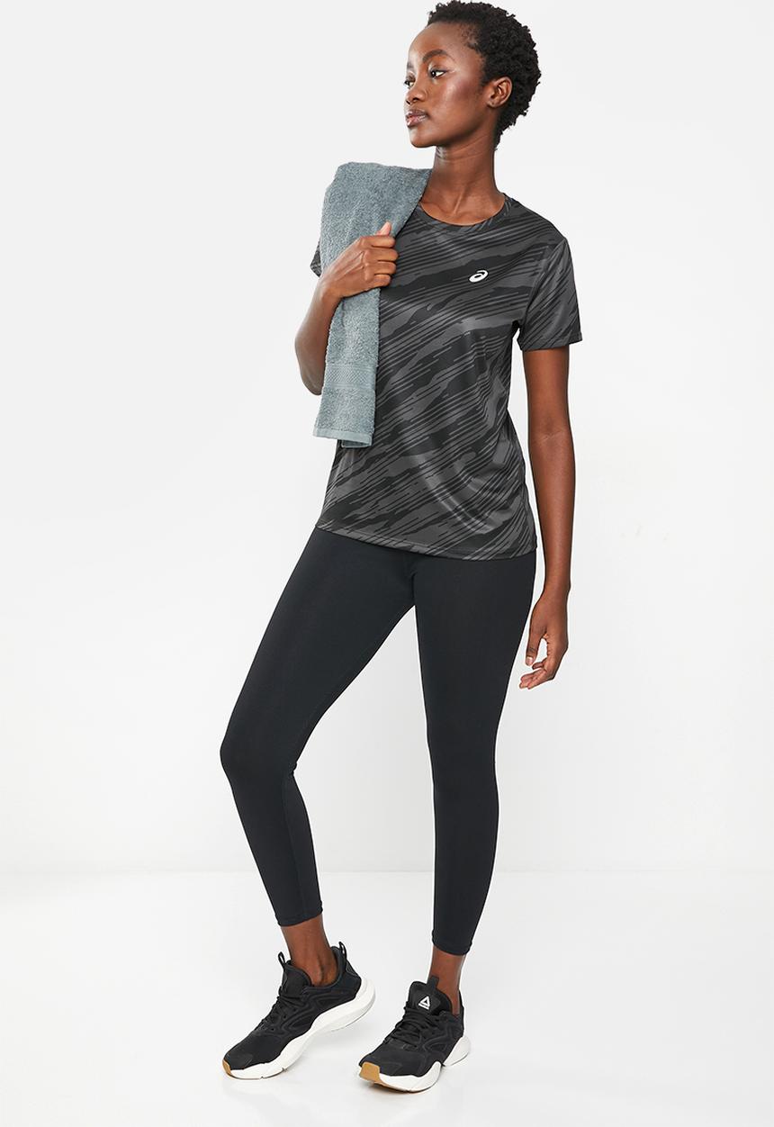 ASICS - Core all over print top - graphite grey & performance black