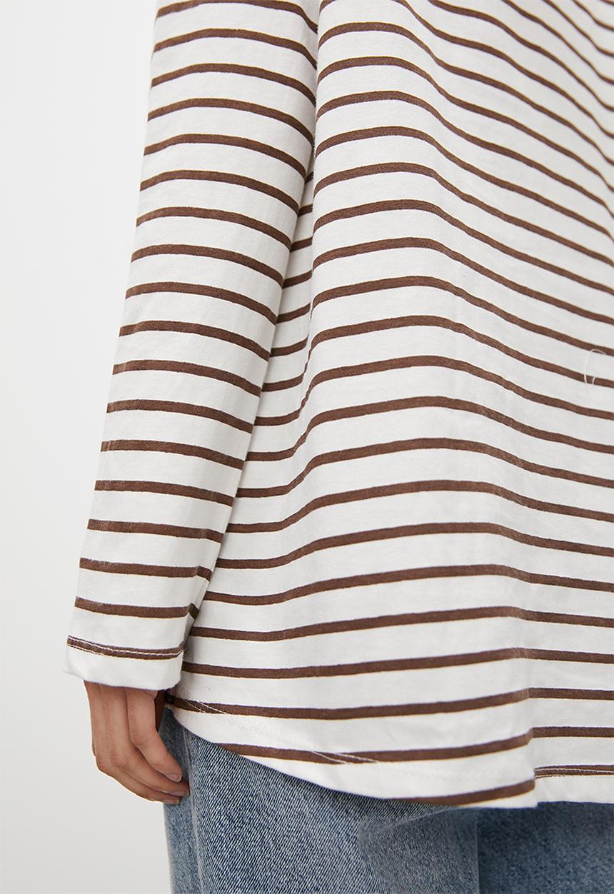 Blake - Stripe oversized tee - ecru & choc