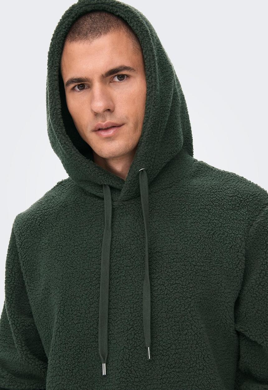 Only & Sons - Onsremy reg teddy hoodie sweat - olive