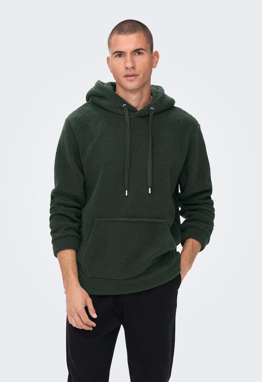 Only & Sons - Onsremy reg teddy hoodie sweat - olive
