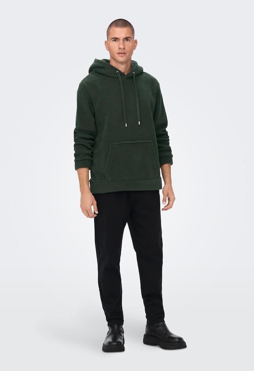 Only & Sons - Onsremy reg teddy hoodie sweat - olive