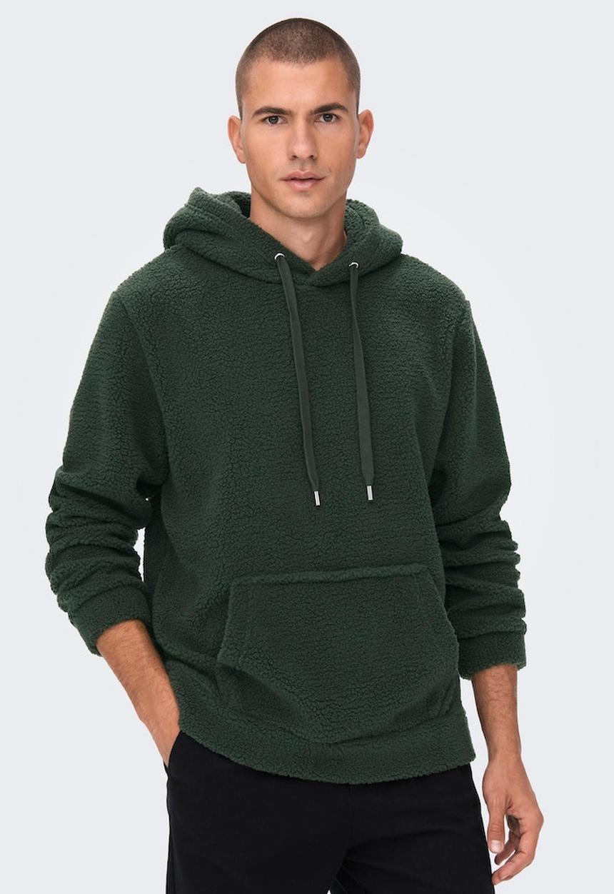 Only & Sons - Onsremy reg teddy hoodie sweat - olive