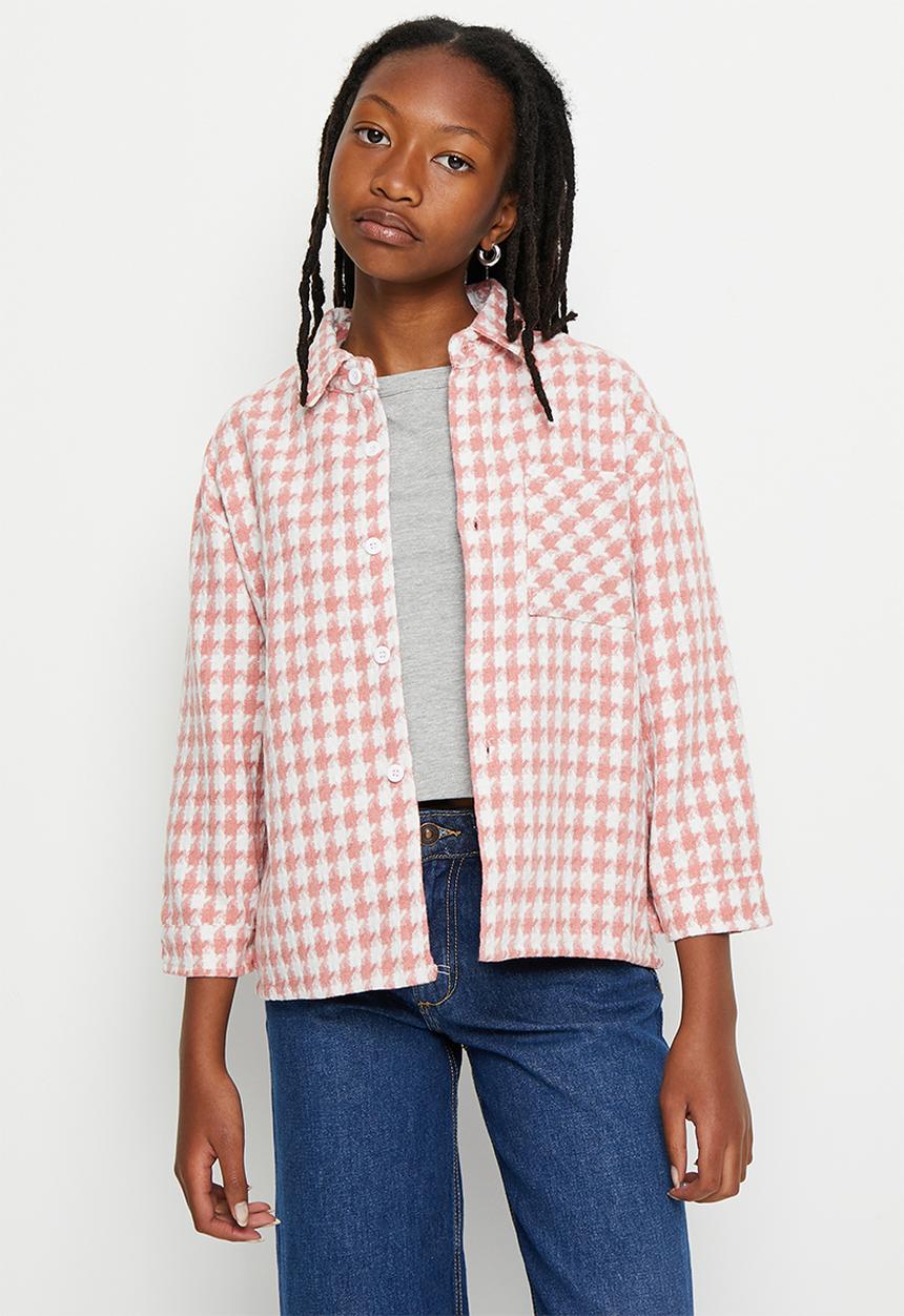 Pop Candy - Check shacket - pink