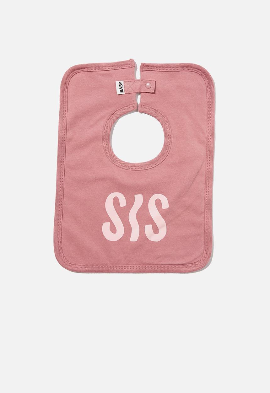 Cotton On - The square bib - dusty berry & sis