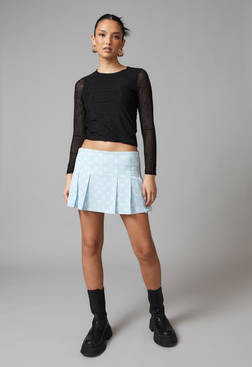 Factorie - sheer long sleeve top - black mesh
