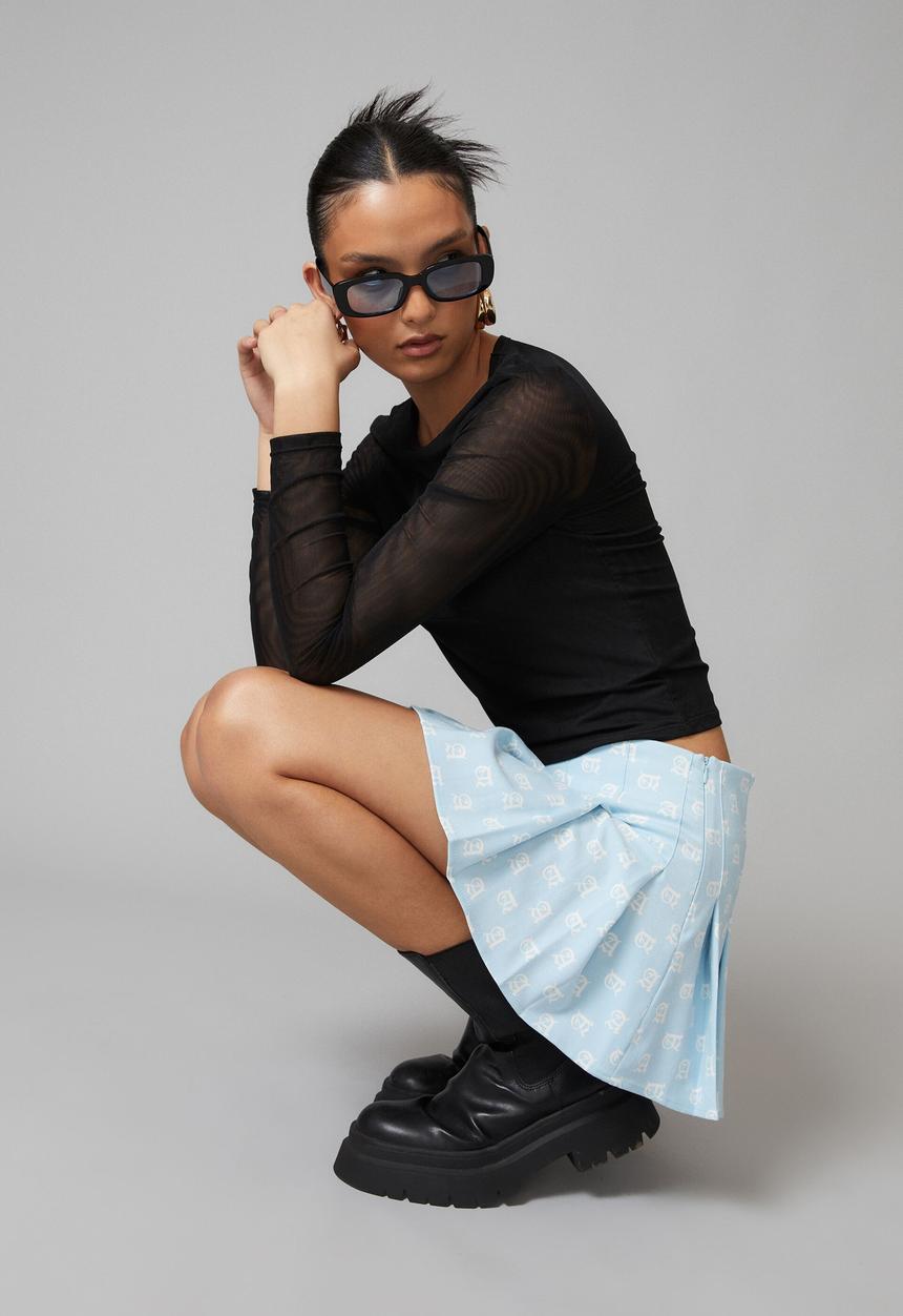 Factorie - sheer long sleeve top - black mesh