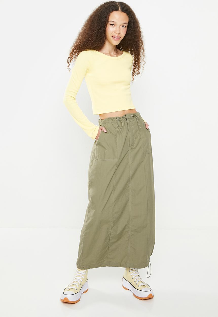 Cotton On - Jordan cargo maxi skirt - khaki