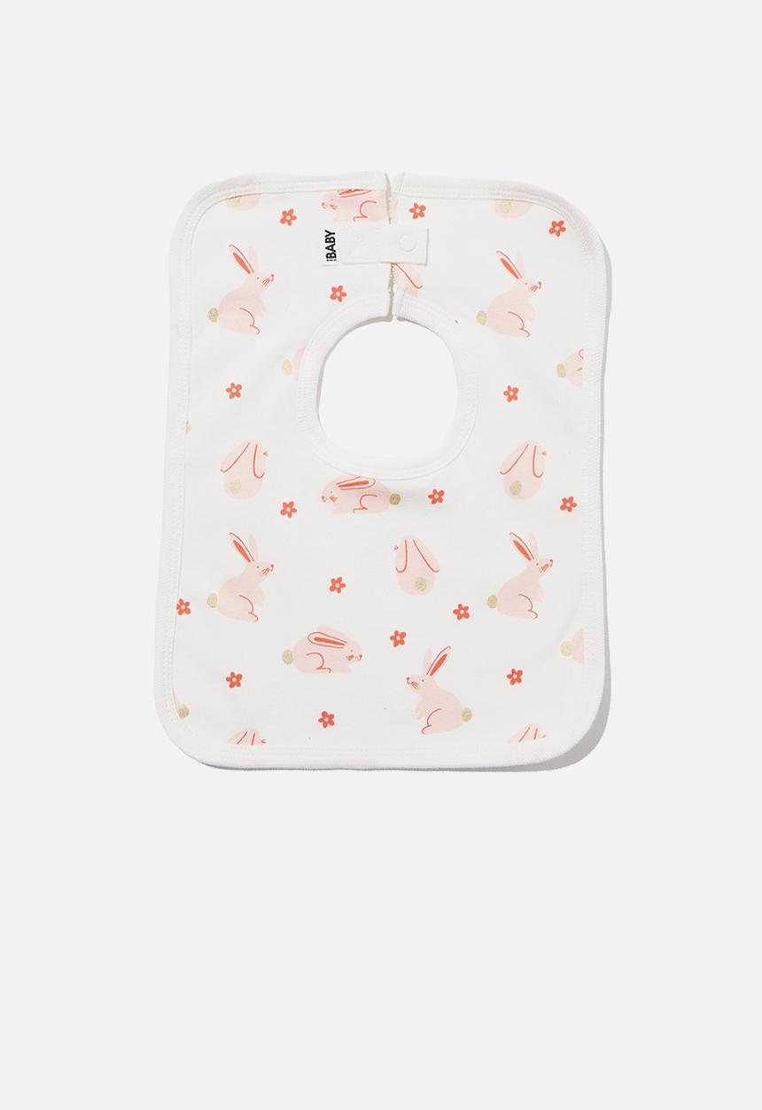 Cotton On - The square bib - vanilla & pinky bunnies
