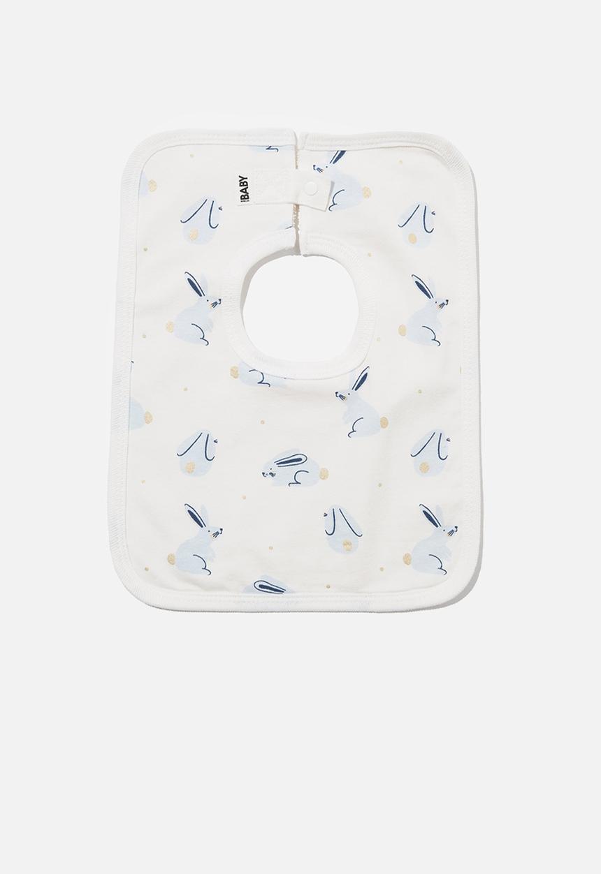Cotton On - The square bib - vanilla & frosty blue bunnies