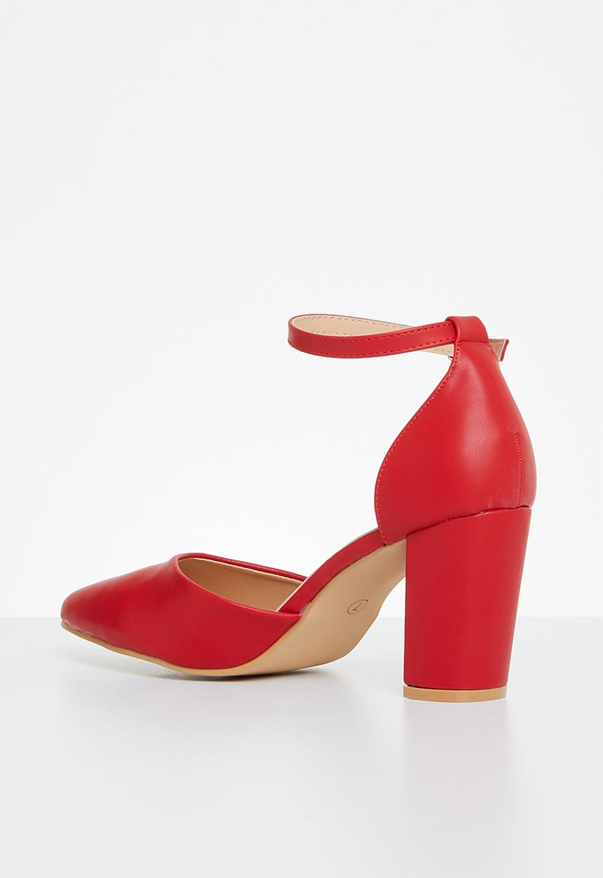 edit - Adley anklestrap block heel - red