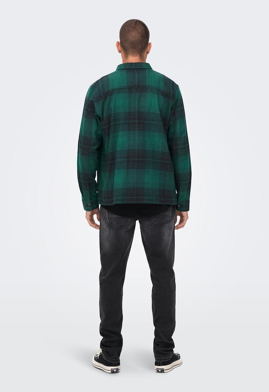 Only & Sons - Onsbaz ovr 4pkt flannel check ls shirt - jade green