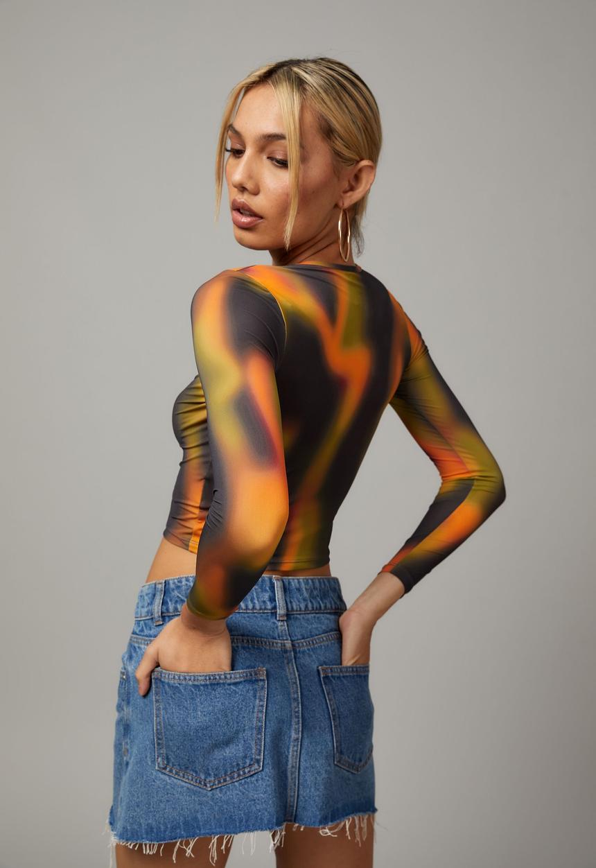 Factorie - Sheer long sleeve top - paintwave