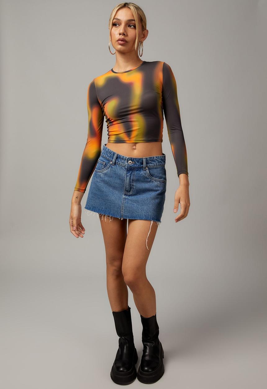 Factorie - Sheer long sleeve top - paintwave