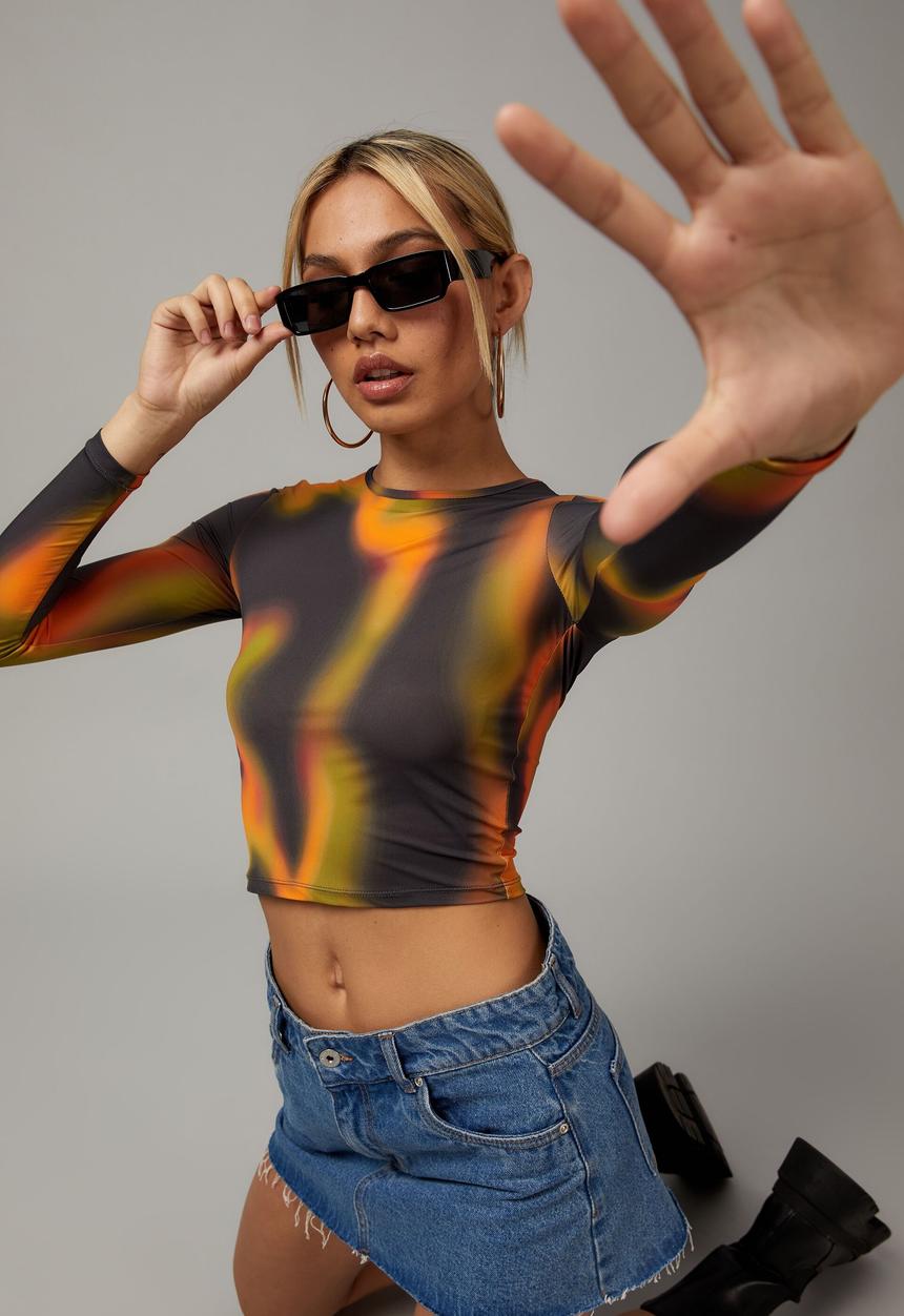 Factorie - Sheer long sleeve top - paintwave