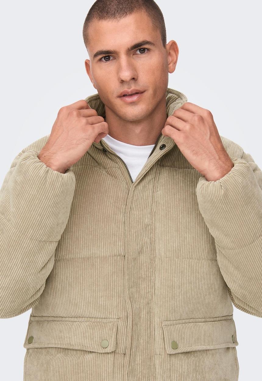 Only & Sons - Onscash corduroy puffer jacket otw - stone