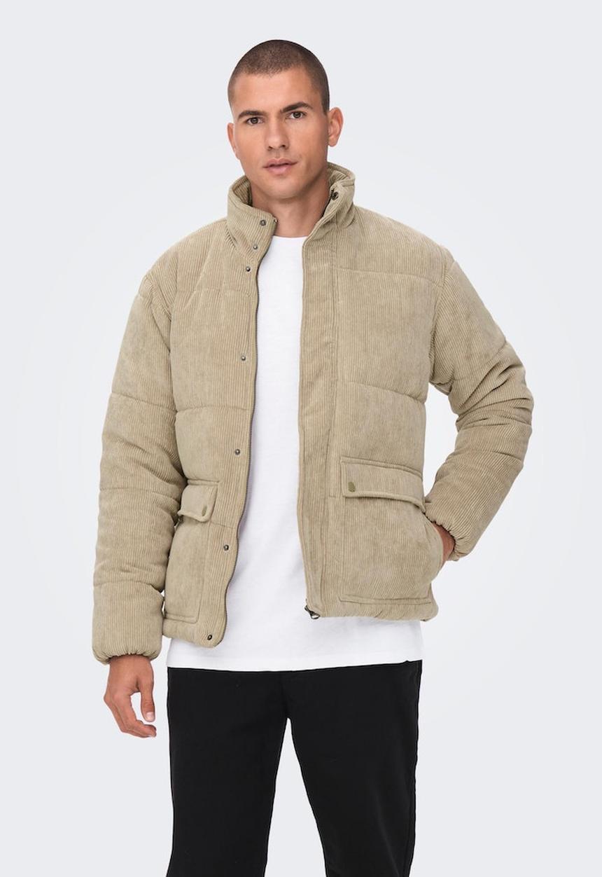 Only & Sons - Onscash corduroy puffer jacket otw - stone