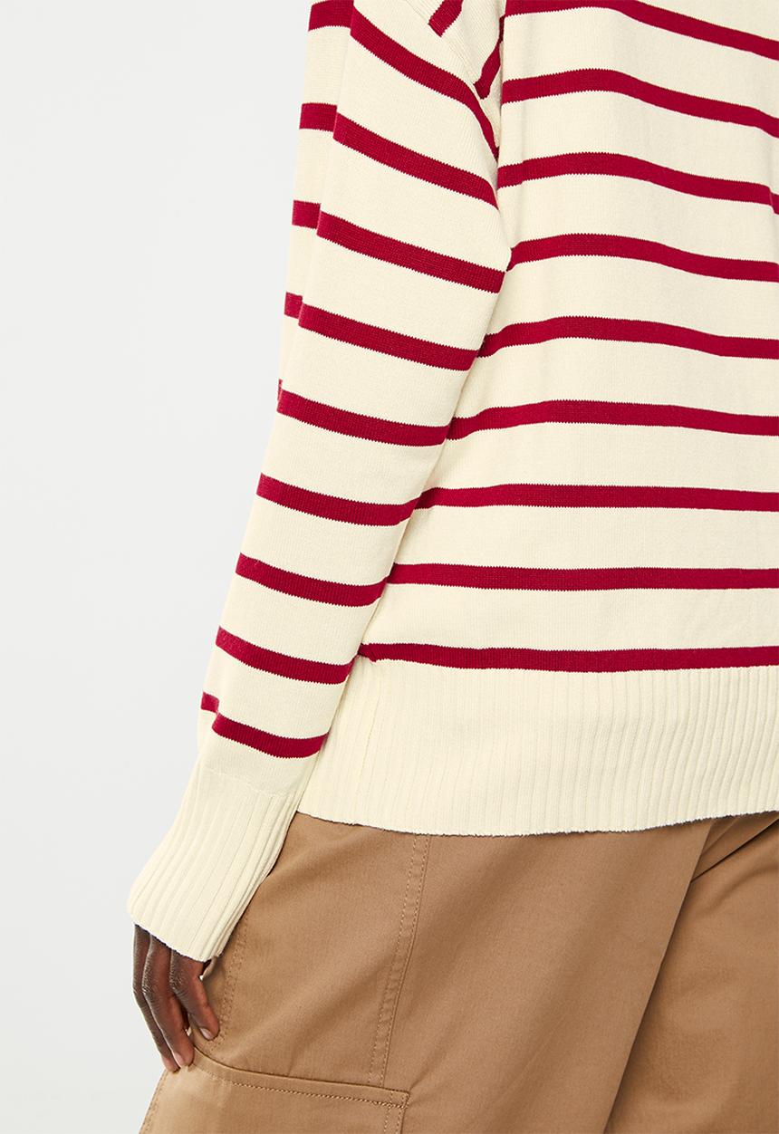 dailyfriday - Collared jumper - red stripe