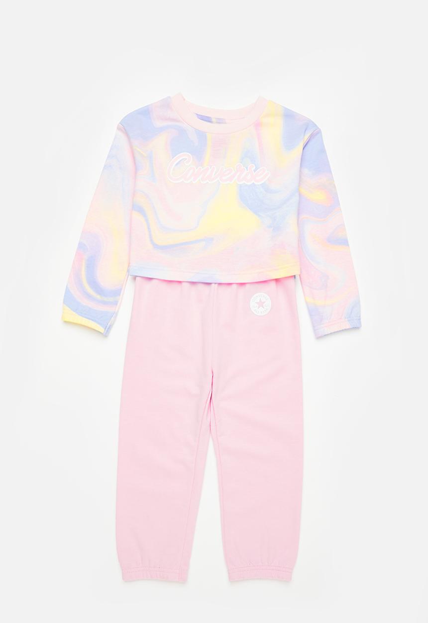 Converse - Cnvg aop crew & jogger set - arctic pink