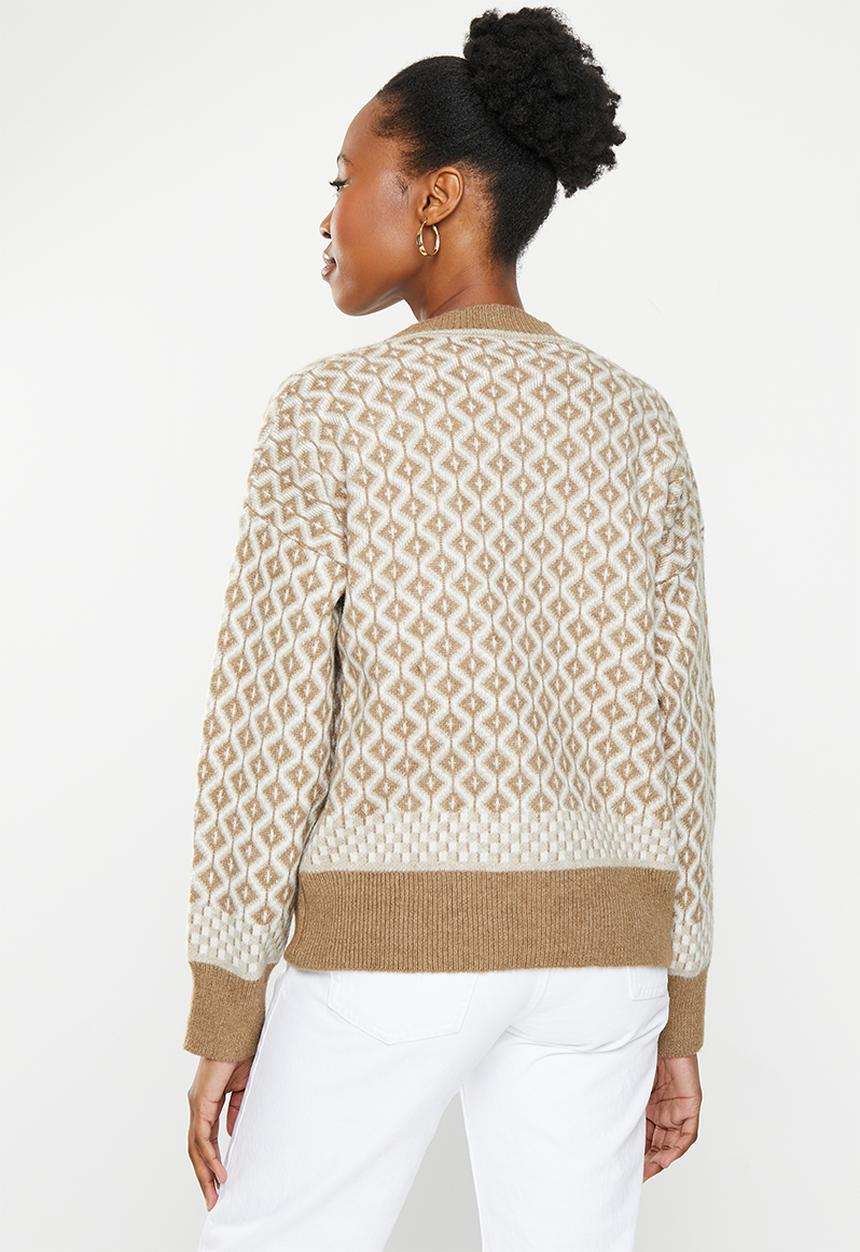 dailyfriday - Longline cardi - oatmeal geo print