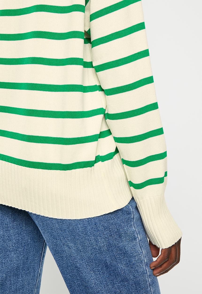 dailyfriday - Collared jumper - green stripe