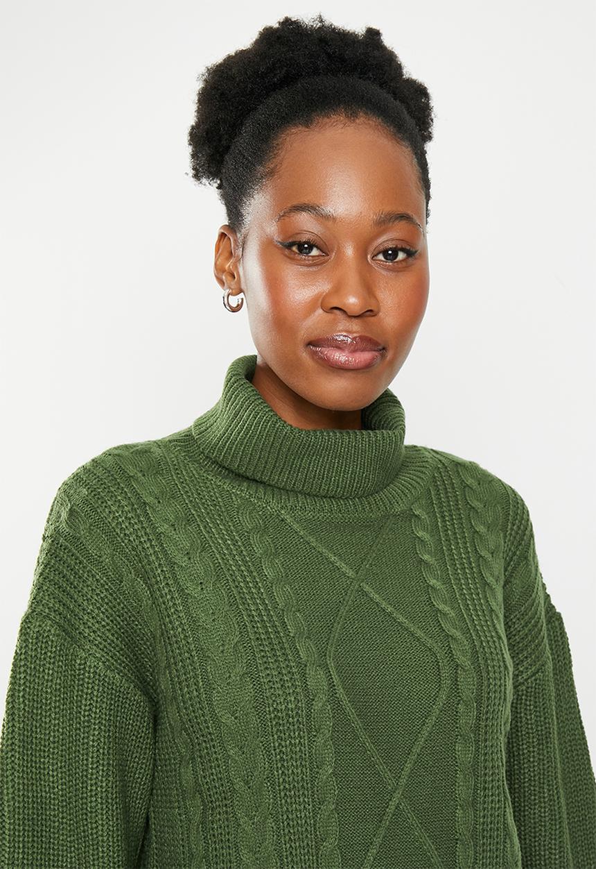 dailyfriday - Longline cable jumper - olive