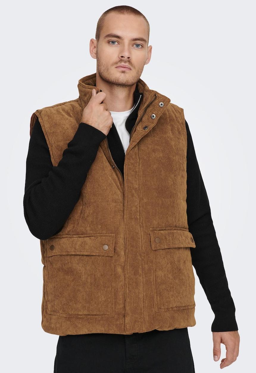 Only & Sons - Onscash corduroy puffer vest otw - tan