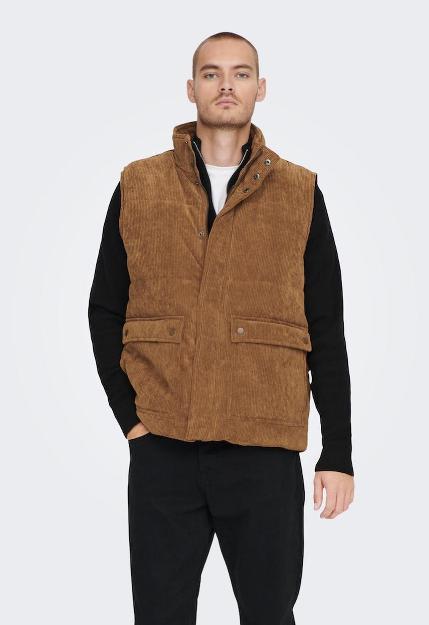 Only & Sons - Onscash corduroy puffer vest otw - tan