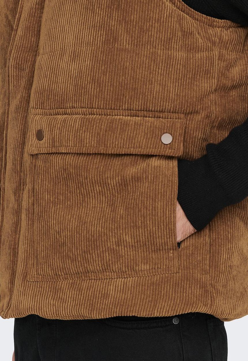 Only & Sons - Onscash corduroy puffer vest otw - tan