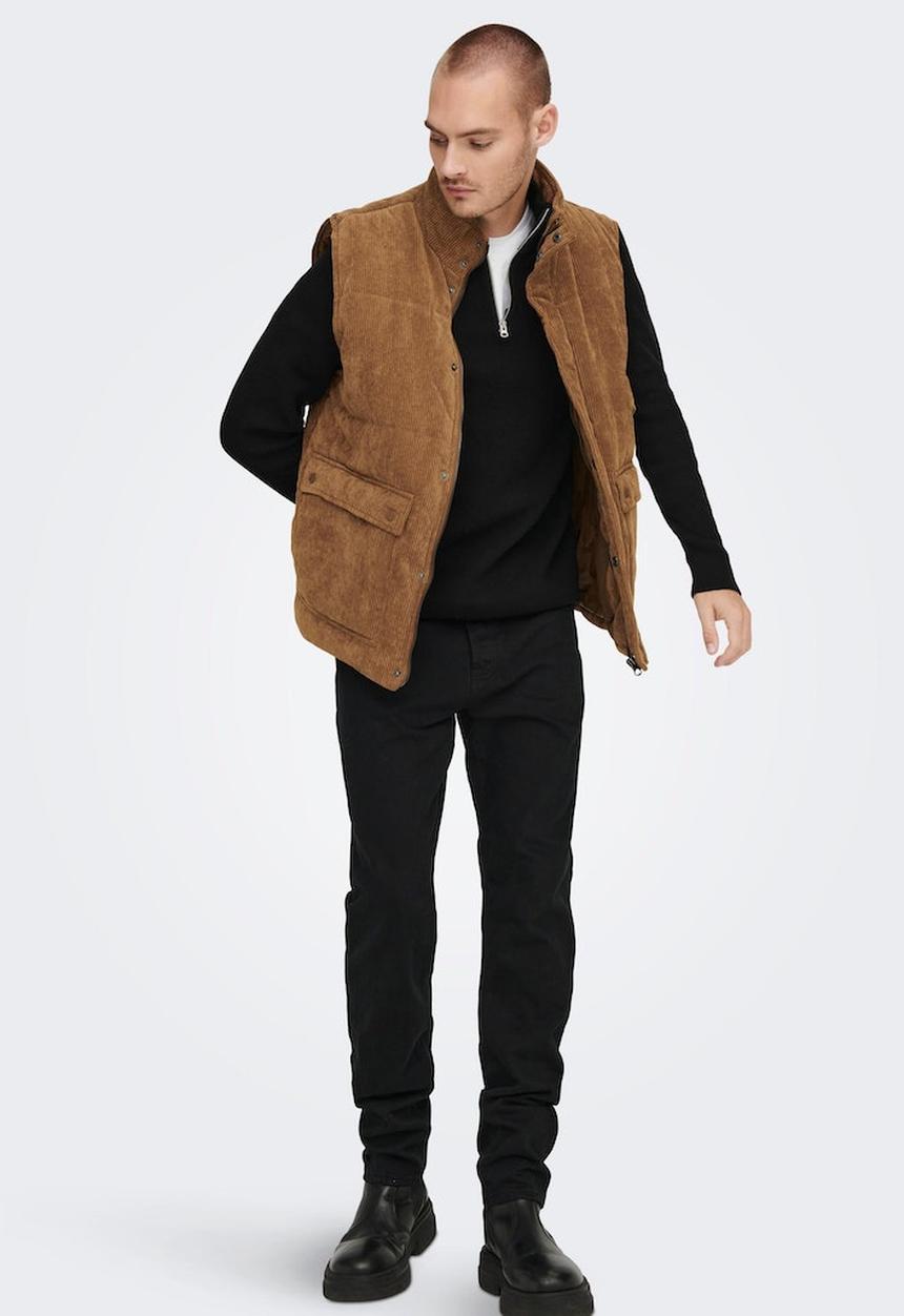 Only & Sons - Onscash corduroy puffer vest otw - tan