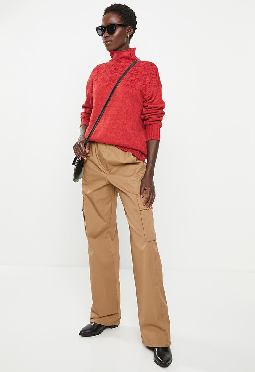 dailyfriday - Cable detail jumper - red