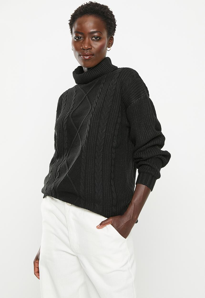 dailyfriday - Longline cable jumper - black