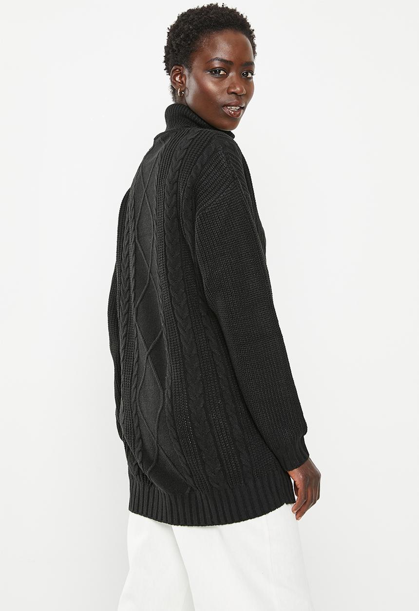 dailyfriday - Longline cable jumper - black