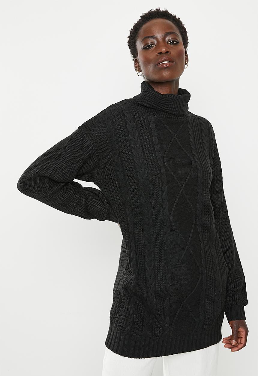 dailyfriday - Longline cable jumper - black