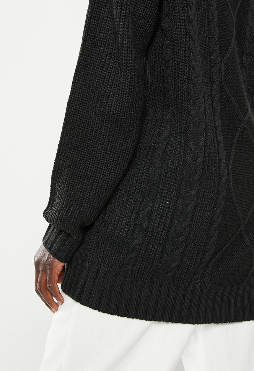 dailyfriday - Longline cable jumper - black