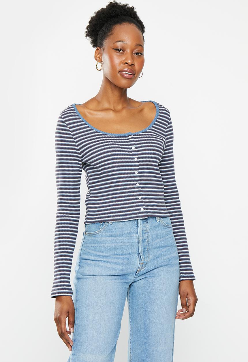 Levi’s® - Britt snap front top - blue stripe