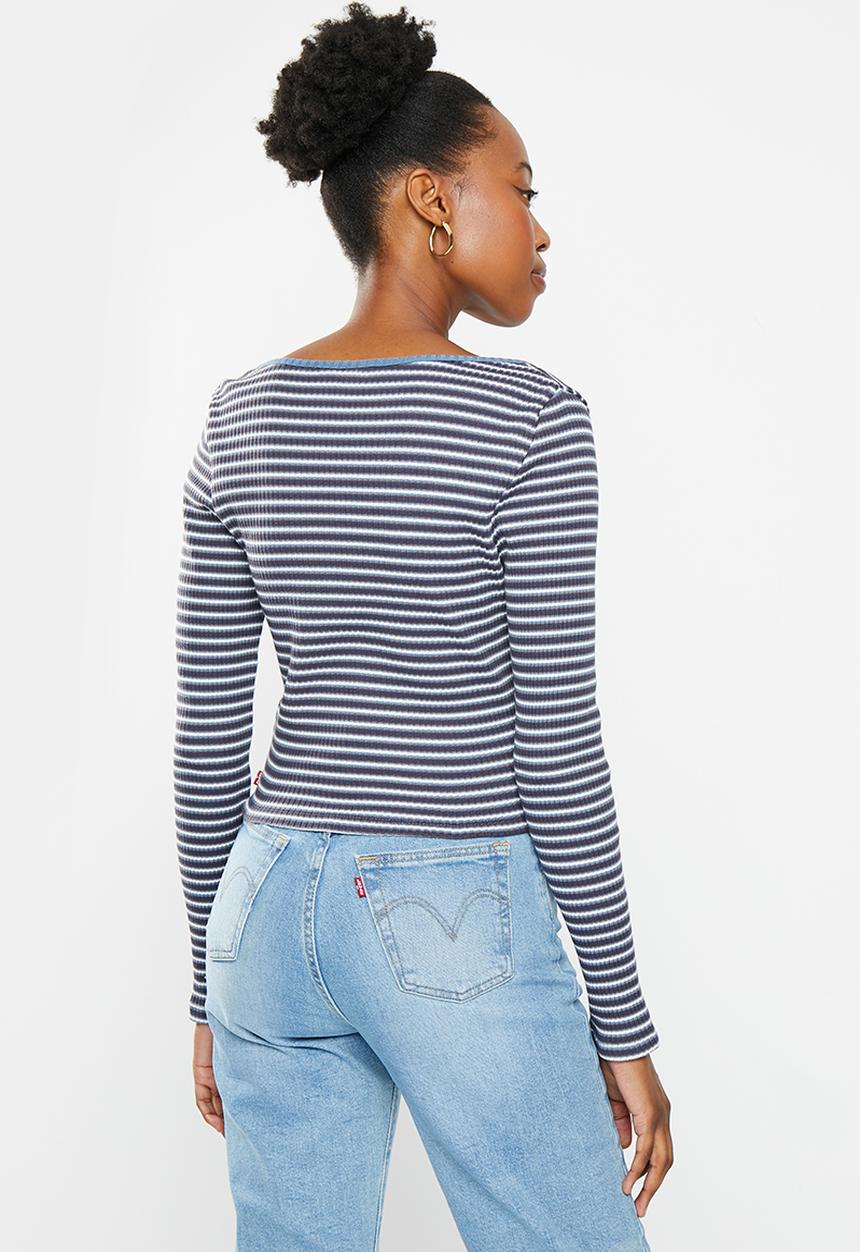 Levi’s® - Britt snap front top - blue stripe