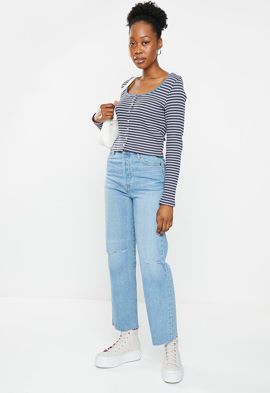 Levi’s® - Britt snap front top - blue stripe