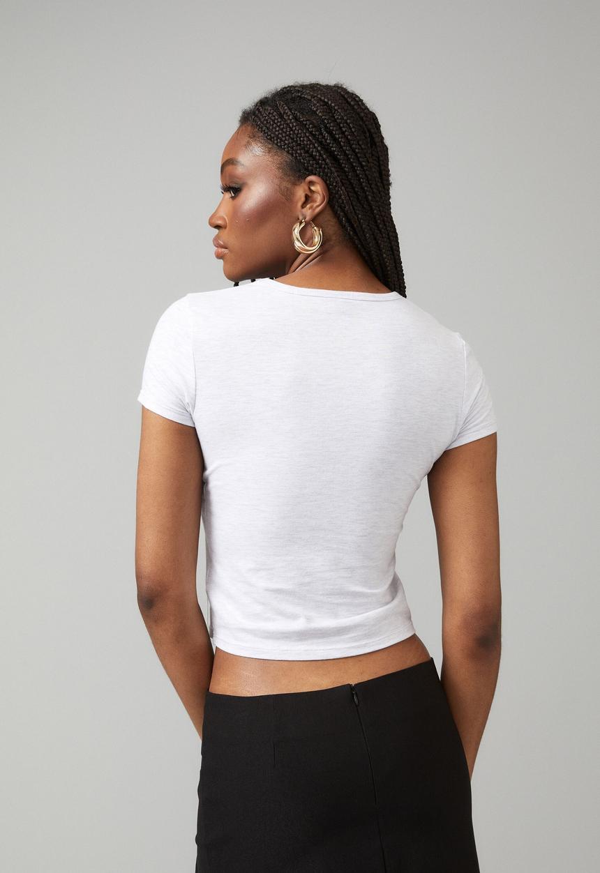 Factorie - solid fitted tee - silver marle