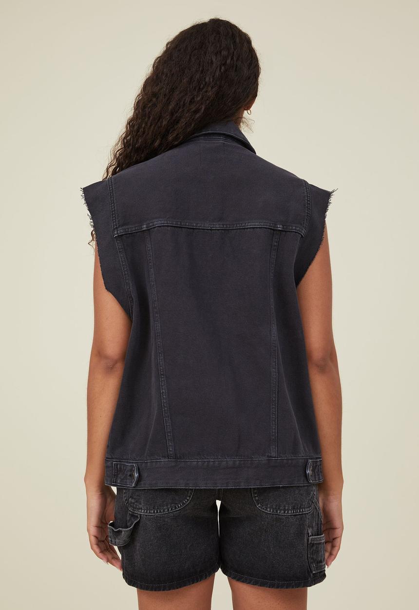 Cotton On - Oversized denim vest -  washed black