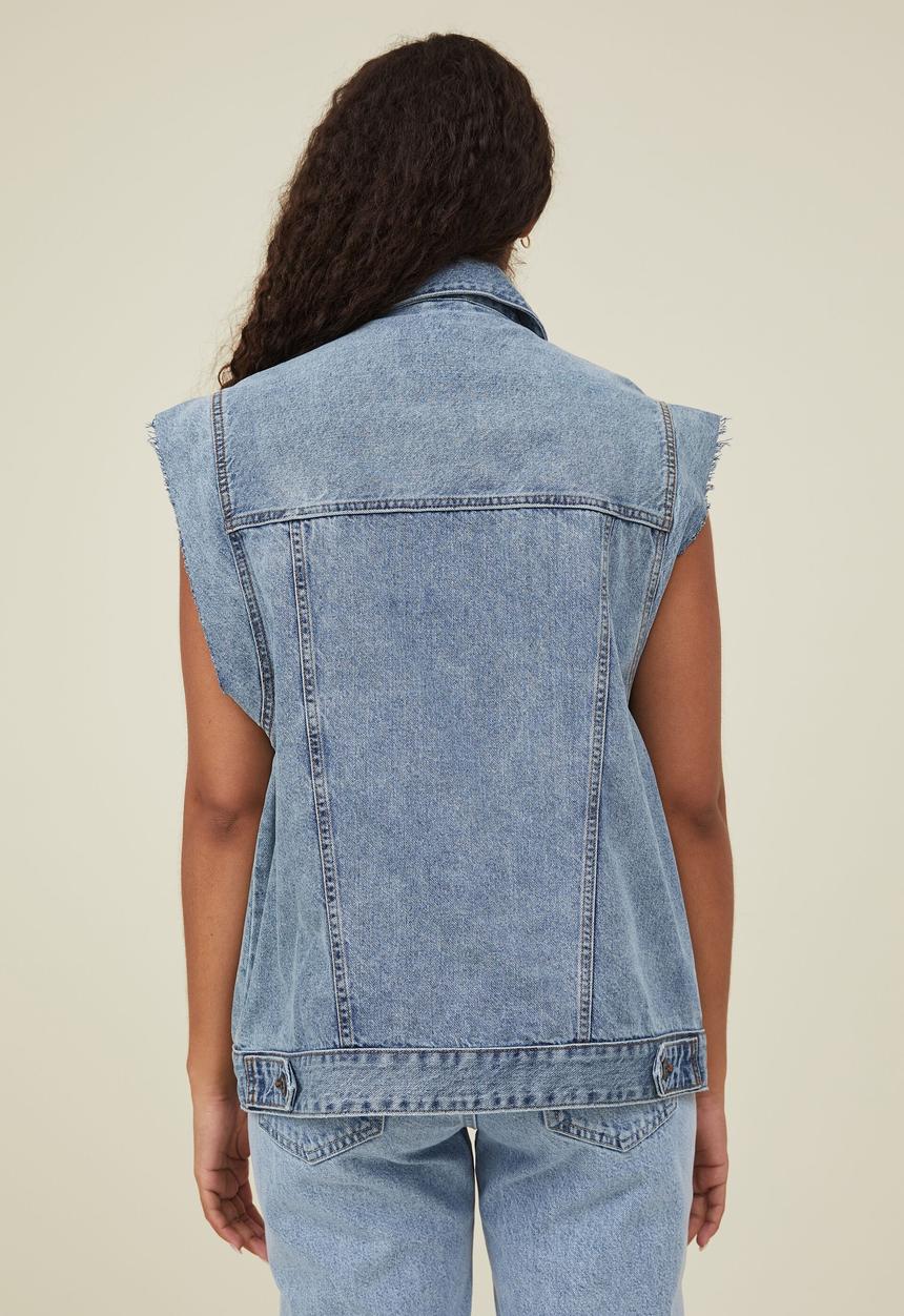 Cotton On - Oversized denim vest - rain blue