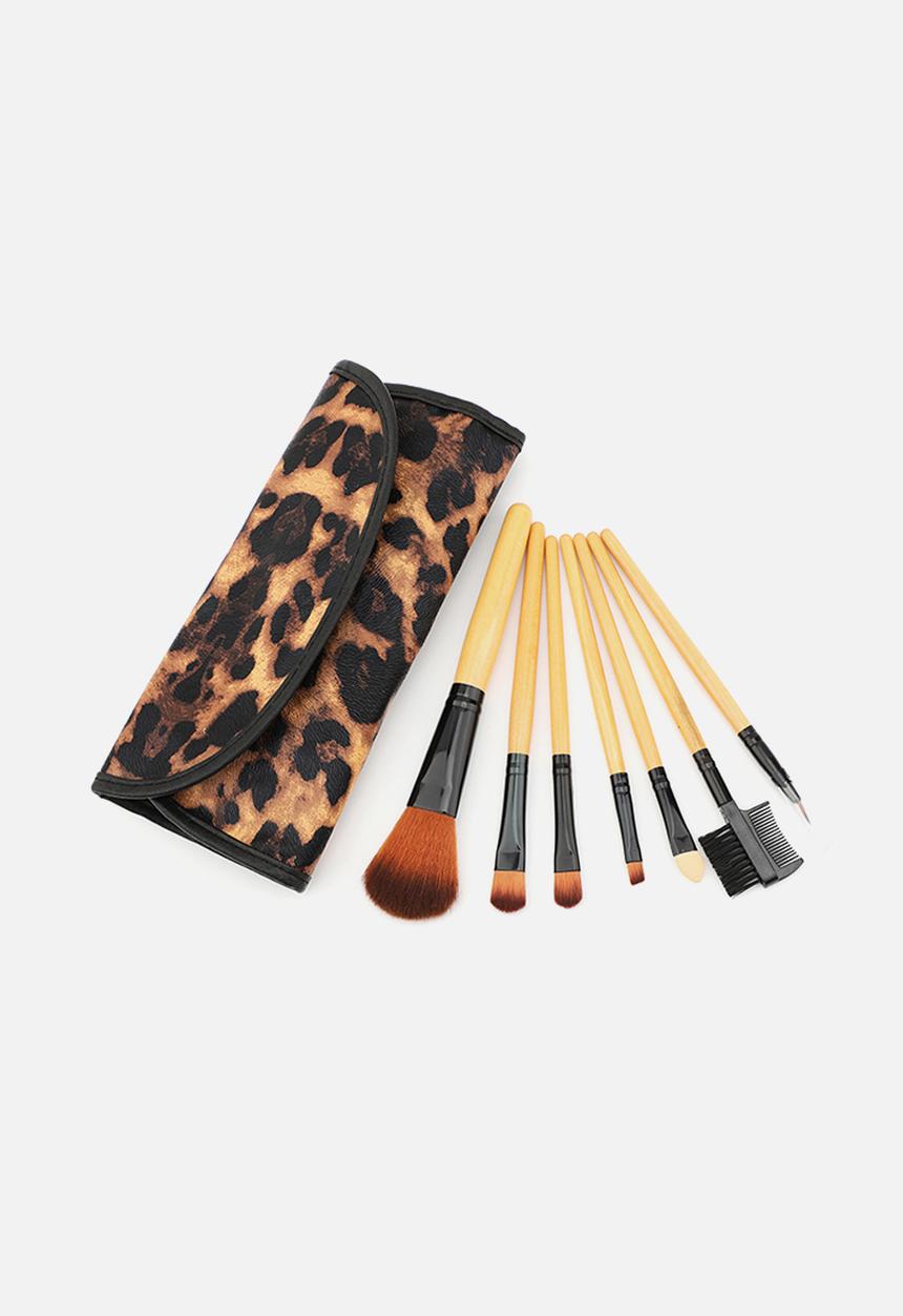 Glam Beauty - 7 Piece Leopard Makeup Brush Set + Pouch